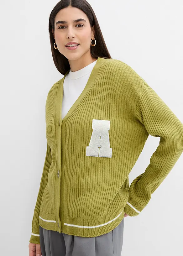 Oversized gebreid vest met borduursel, bonprix