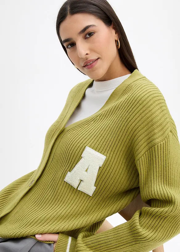 Oversized gebreid vest met borduursel, bonprix