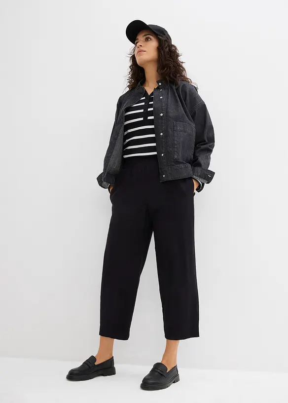 Slip-on broek met linnen, 7/8 lengte, bonprix
