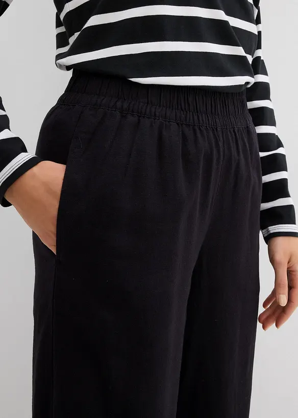 Slip-on broek met linnen, 7/8 lengte, bonprix