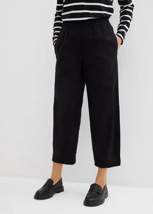 Slip-on broek met linnen, 7/8 lengte, bonprix