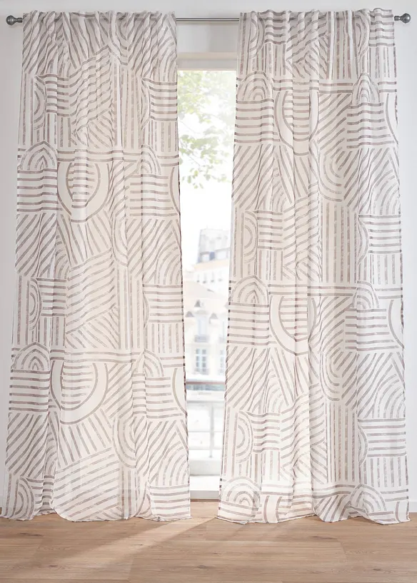 Transparant gordijn met grafisch motief (1 stuk), bonprix