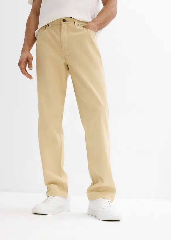 Regular fit twill broek van katoen, straight, bonprix
