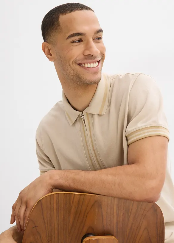Piqué poloshirt met ritssluiting van katoen, bonprix
