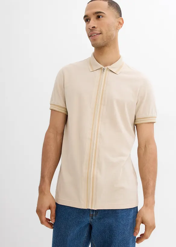 Piqué poloshirt met ritssluiting van katoen, bonprix