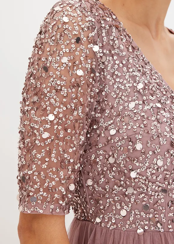 Maxi jurk met paillettenborduursel, bonprix