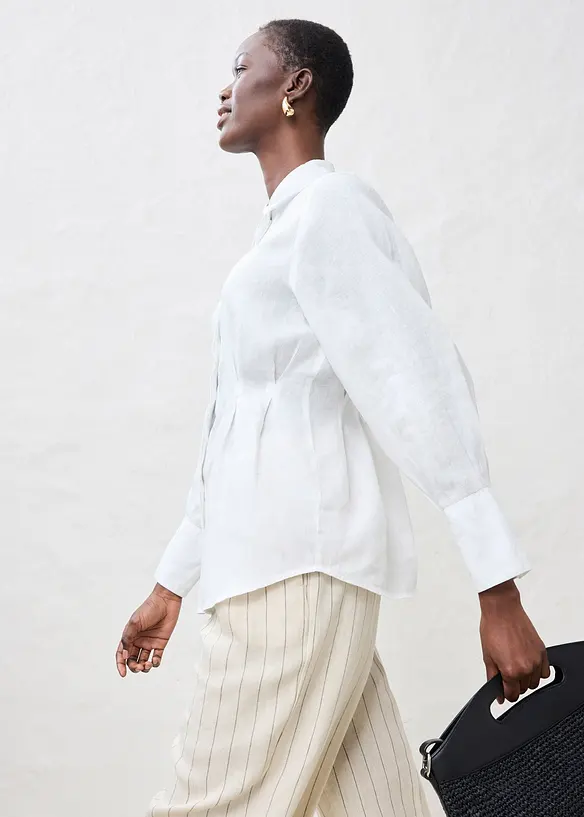 Getailleerde linnen blouse, bonprix