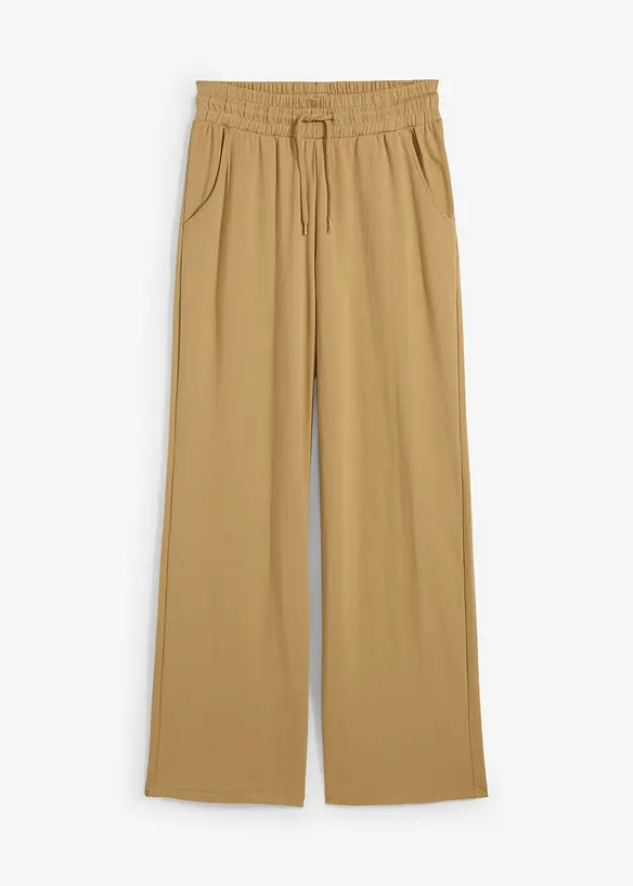 Wijde jersey broek van interlock, bonprix