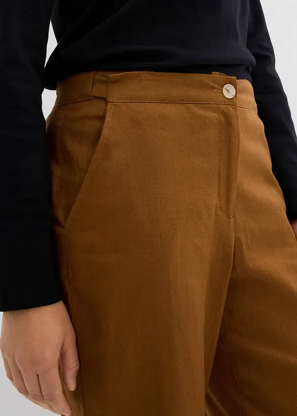 High waist broek van een linnen-viscosemix, bonprix