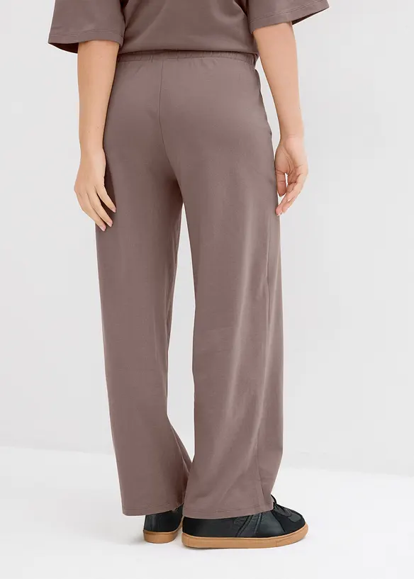 Wijde jersey broek van interlock, bonprix