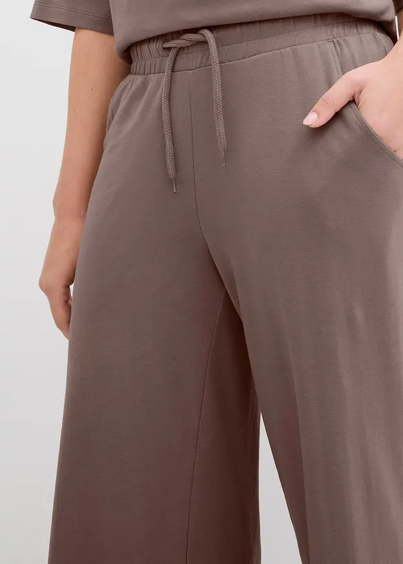 Wijde jersey broek van interlock, bonprix