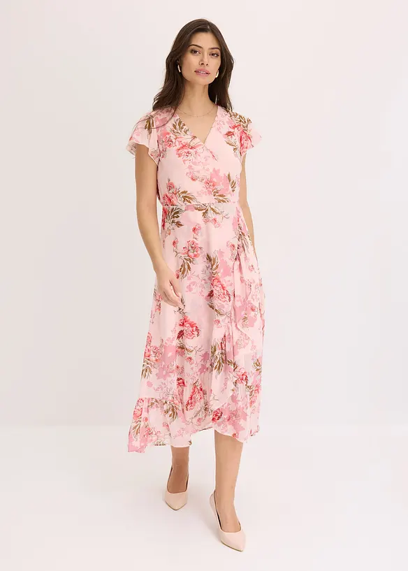 Chiffon jurk met volants, bonprix