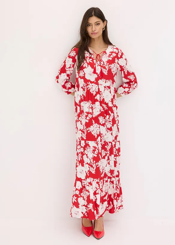 Gedessineerde maxi jurk van vloeiende viscose, bonprix