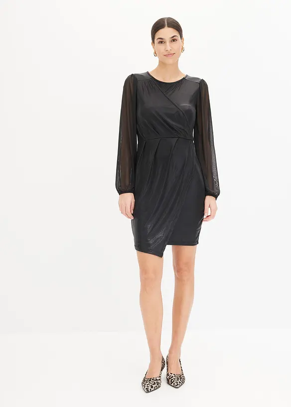 Mini jurk met drapering, bonprix