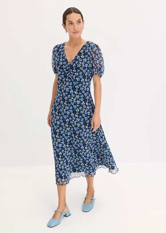 Gedessineerde midi-jurk van mesh, bonprix
