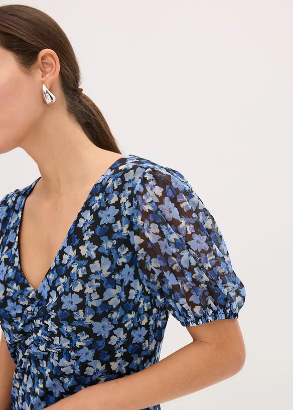 Gedessineerde midi-jurk van mesh, bonprix