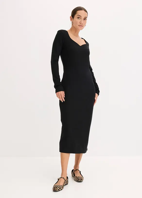 Geribde midi jurk, bonprix