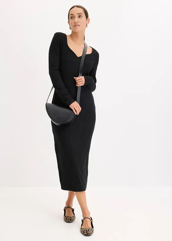 Geribde midi jurk, bonprix