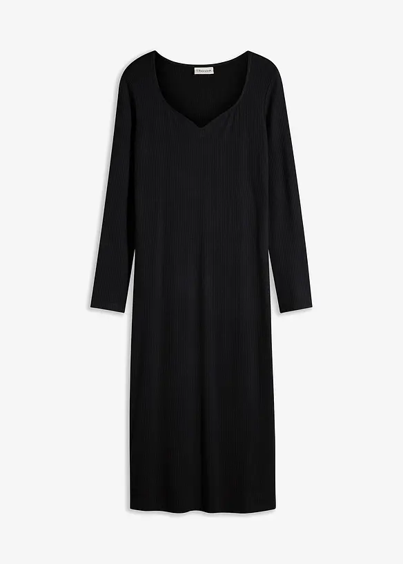 Geribde midi jurk, bonprix