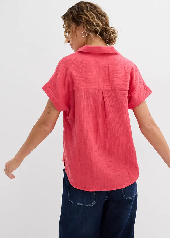 Blouse met korte mouwen van luchtige mousseline, bonprix
