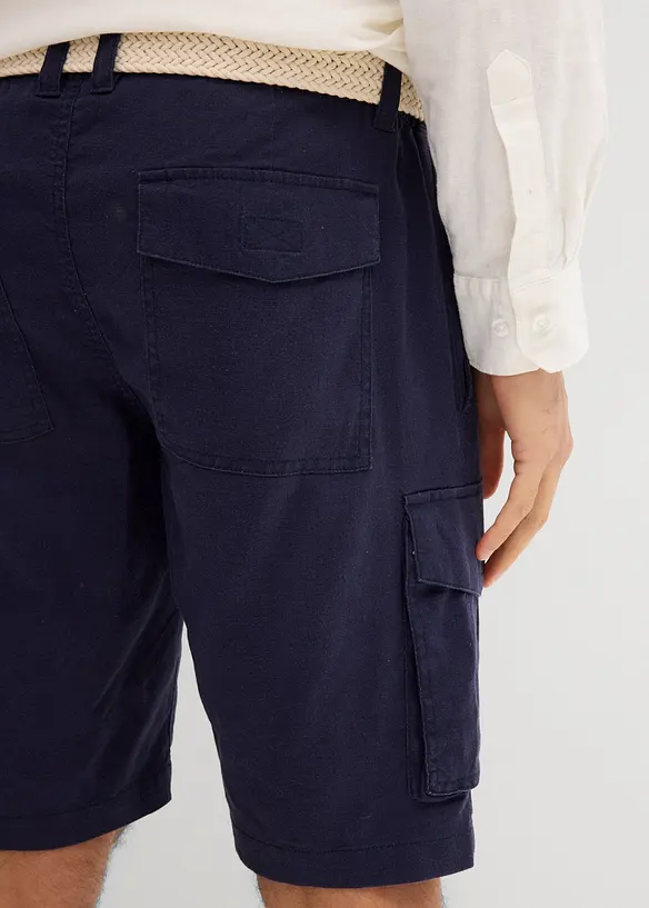 Cargo bermuda met linnen en riem, regular fit, bonprix