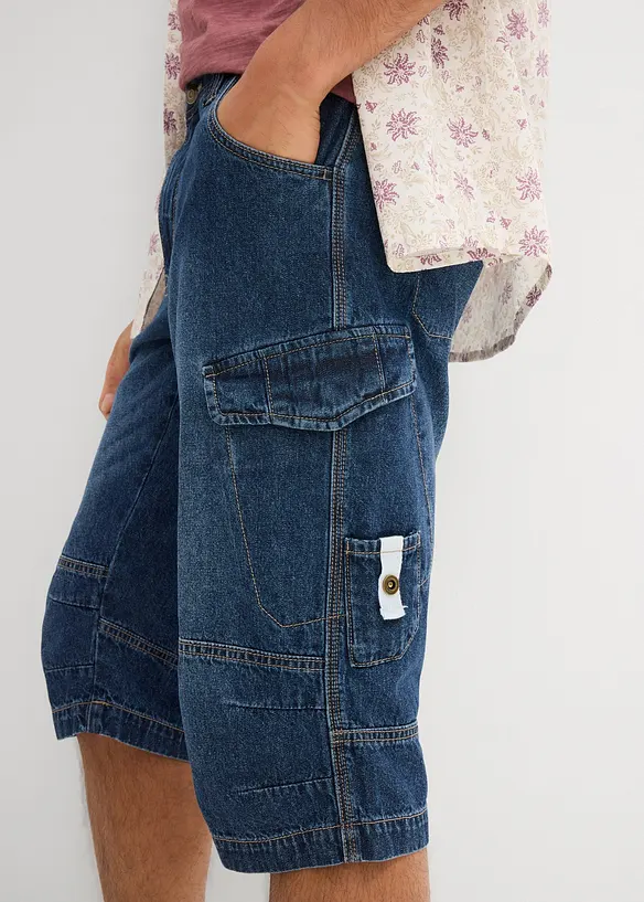 Lichte jeans cargo bermuda, relaxed fit, bonprix