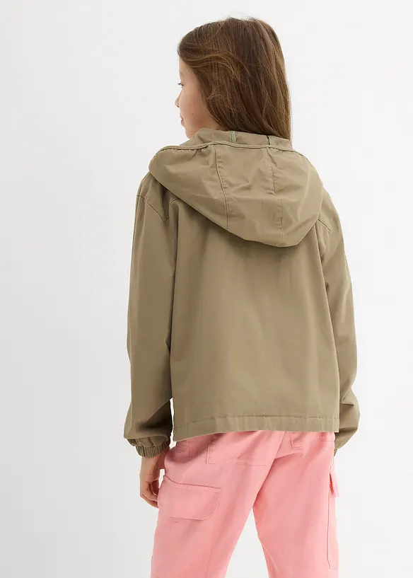 Twill jas met opgezette zakken en capuchon, bonprix