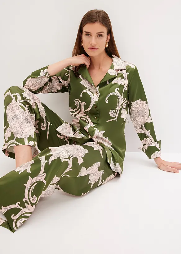 Gedessineerde blouse met satijn, bonprix