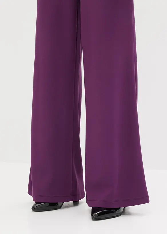 Jersey jumpsuit met plissé mouwen van fijn chiffon, bonprix