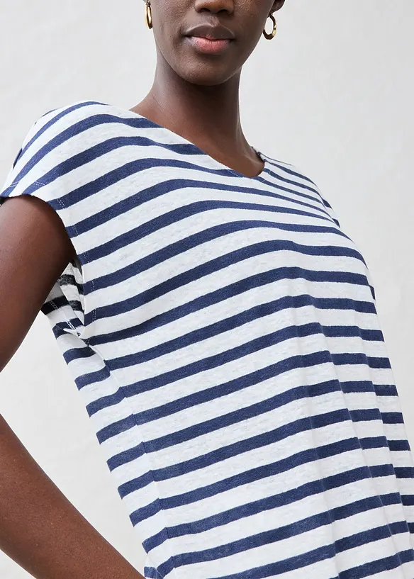 Linnen shirt met vleermuismouwen en V-hals, bonprix