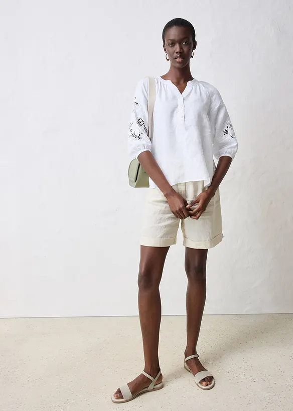 Tuniek van puur linnen, met broderie anglaise, bonprix