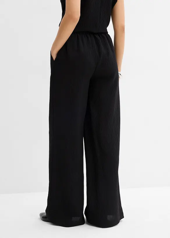 Broek van gestructureerde viscosemix, bonprix
