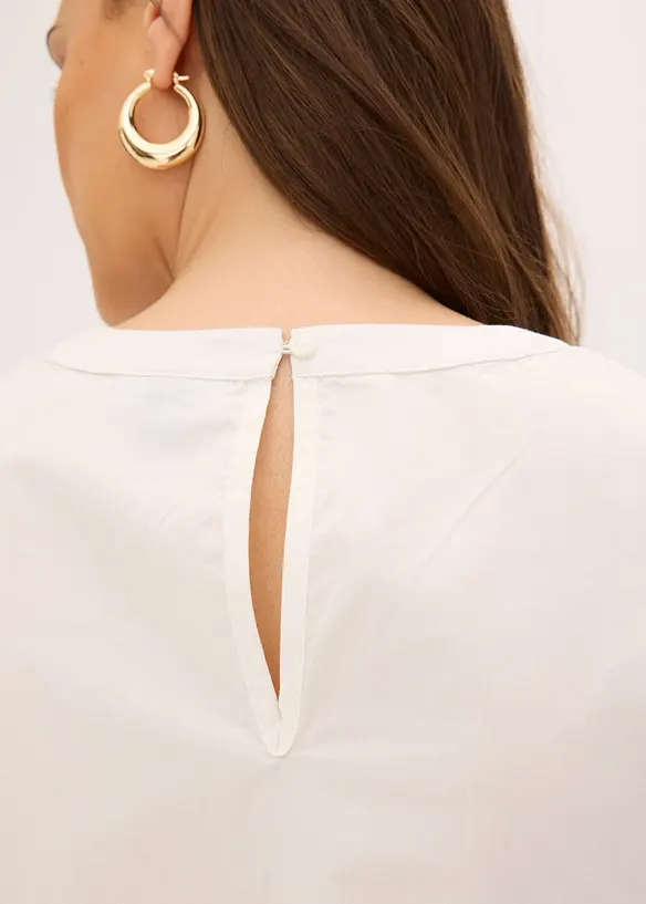 Blouse met korte mouwen en kant, bonprix