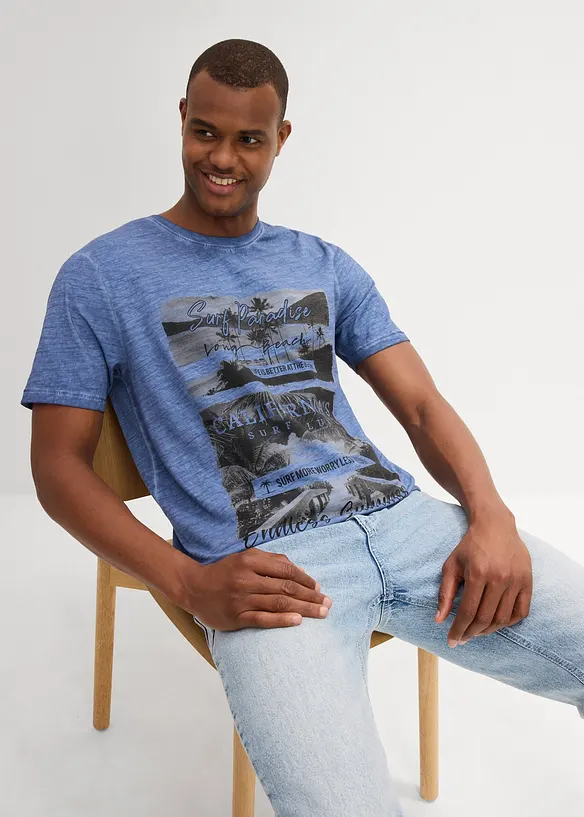 T-shirt van biologisch katoen in washed out look, bonprix
