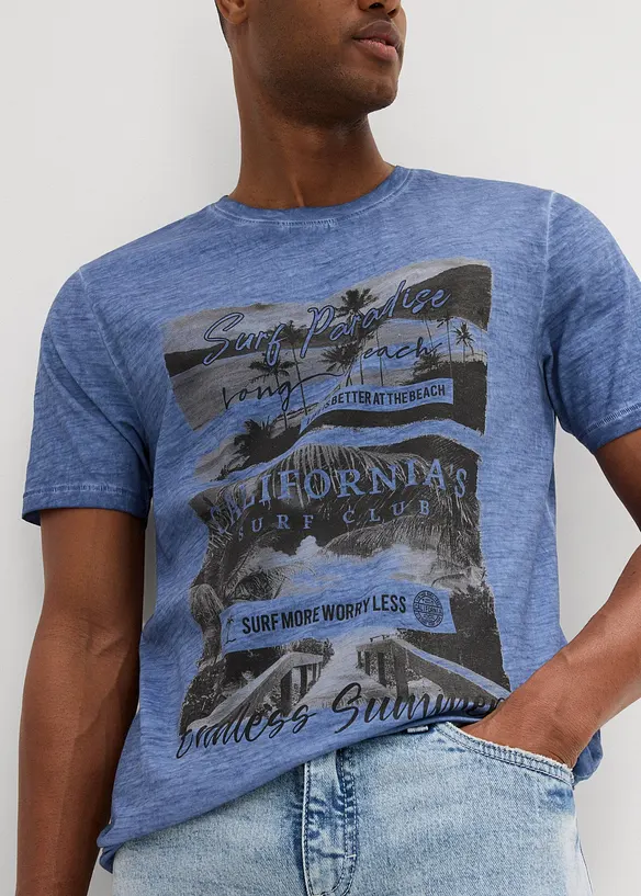T-shirt van biologisch katoen in washed out look, bonprix