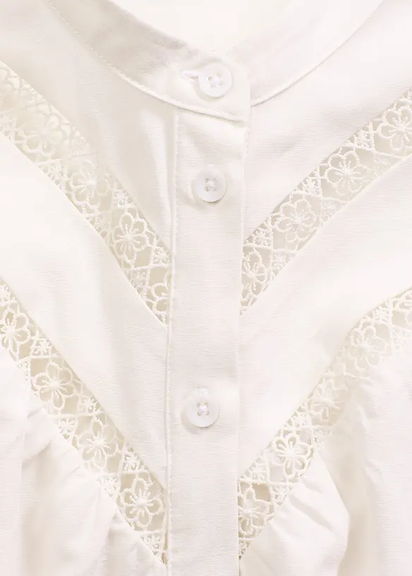 Blouse met linnen en gehaakte inzetstukken, bonprix