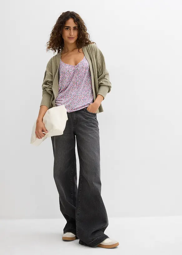 Gebloemde top van soepele viscose, bonprix