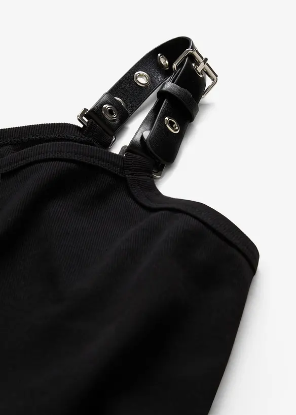 Jurk met bandjes en contrasterende zoom, bonprix