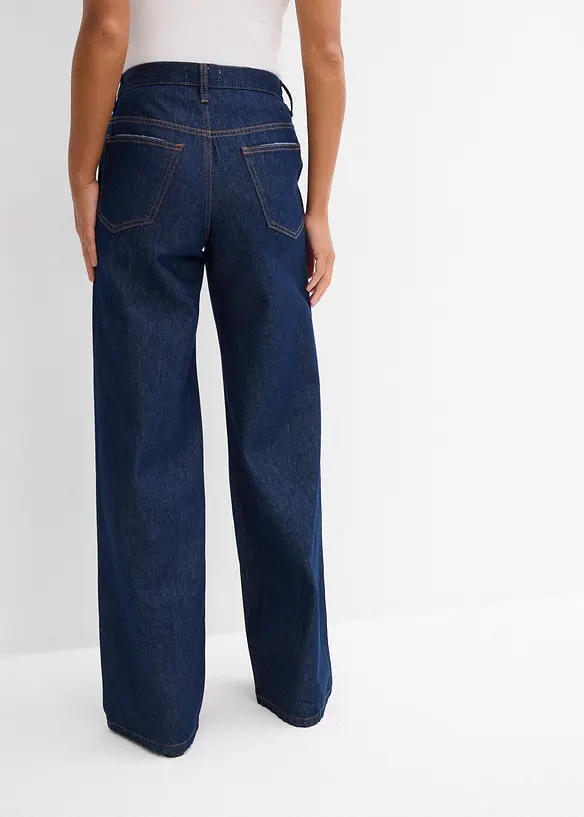 Wide leg jeans, mid waist, low stretch, bonprix