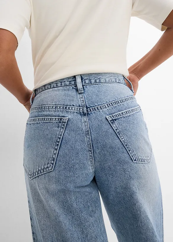 Wide leg jeans, mid waist, low stretch, bonprix