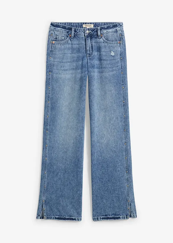 Loose straight jeans mid waist, low stretch, bonprix