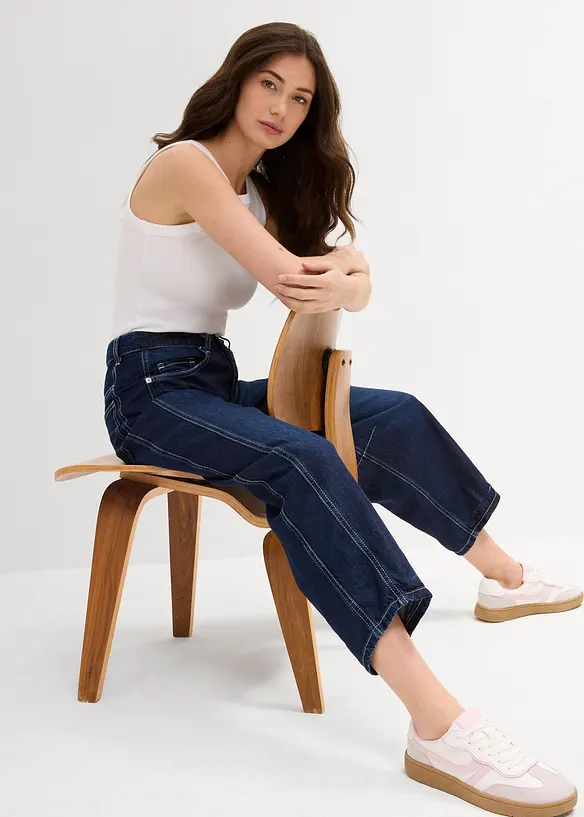 Balloon jeans mid waist, super soft, cropped, bonprix