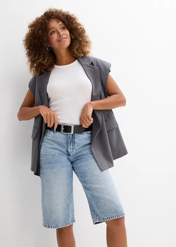 Jeans bermuda mid waist, low stretch, bonprix