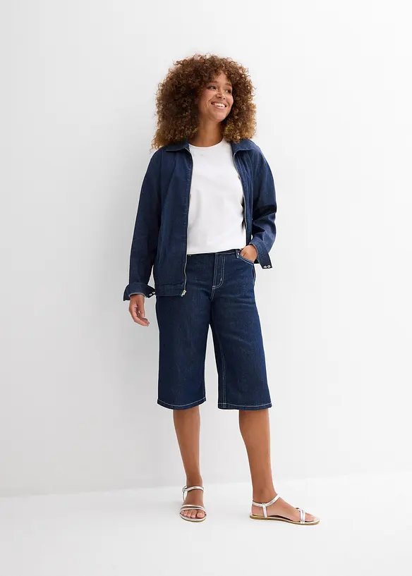 Jeans bermuda mid waist, low stretch, bonprix