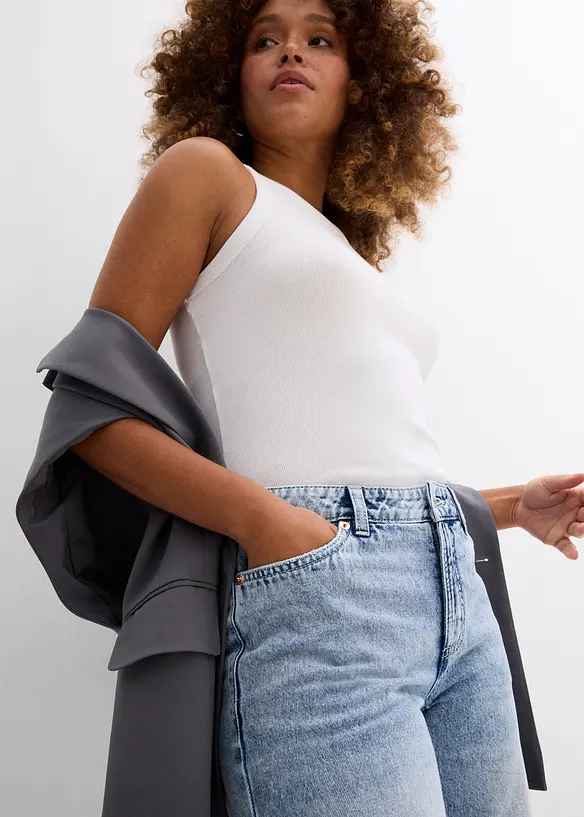 Jeans bermuda mid waist, low stretch, bonprix