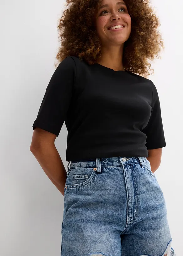 Jeans short high waist, low stretch, bonprix