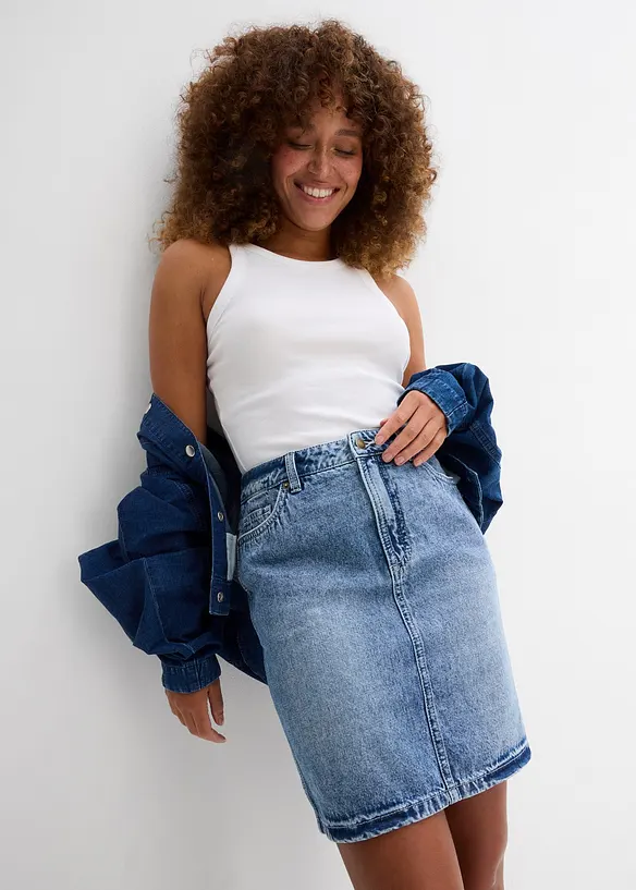 Spijkerrok mid waist, low stretch, bonprix