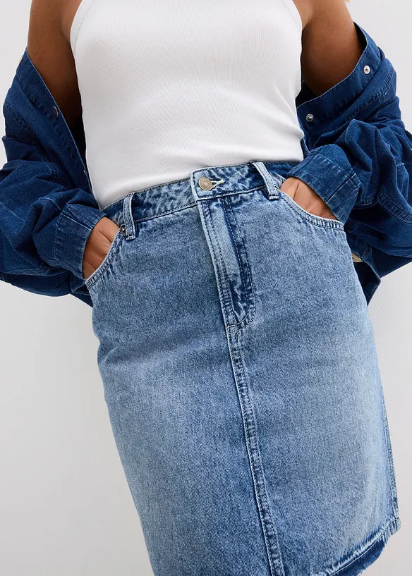 Spijkerrok mid waist, low stretch, bonprix