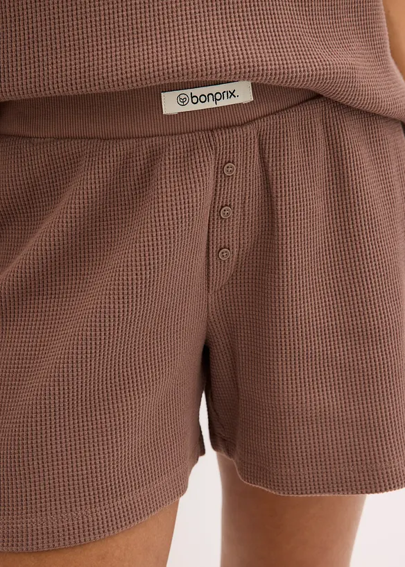 Loungewear shorty huispak van wafeljersey, bonprix