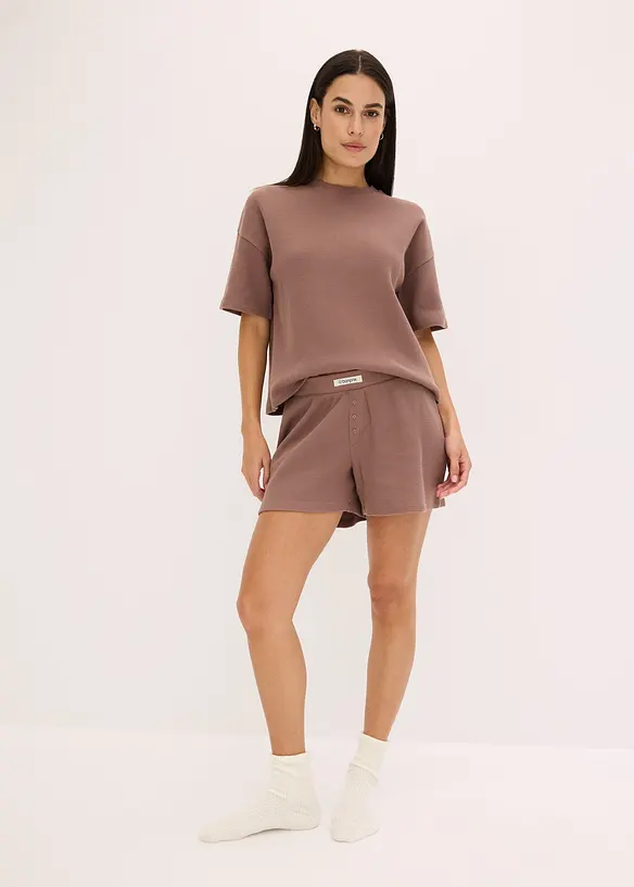 Loungewear shorty huispak van wafeljersey, bonprix